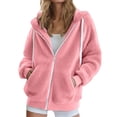 thumbnail image 1 of iHPH7 Fleece Jacket Fleece Hoodie Warm Jackets for Women Winter Jackets for Women Casual Zip Up Fleece Hoodies Teddy Jacket Women Hooded Jacket Women Pink XXL, 1 of 9