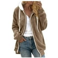 thumbnail image 1 of iHPH7 Fleece Jacket Winter Clothing for Women Zip Up Hoodie Women's Outerwear Teddy Jacket Women Casual Zip Up Fleece Hoodies Warm Jackets for Women Brown L, 1 of 9