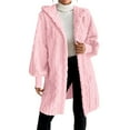 thumbnail image 1 of iHPH7 Fleece Jacket Women Womens Fleece Zip Up Jacket Overcoat for Women Womens Winter Clothes Long Coat Women Winter Outfits for Women Hooded Jacket Women Pink XL, 1 of 5