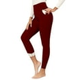 thumbnail image 1 of iHPH7 Fleece Lined Leggings Women Winter Yoga Pants Women Thermal Leggings for Women Tummy Control Leggings for Women Soft Leggings for Women Fleece Lined Yoga Pants Women Wine XL, 1 of 6