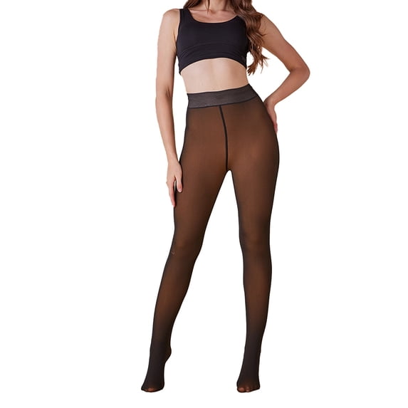 iHPH7 Fleece Lined Tights Women Pantyhose for Women Skin Colored Tights Fleece Tights Thermal Tights Warm Tights for Women Sheer Fleece Lined Tights Coffee L