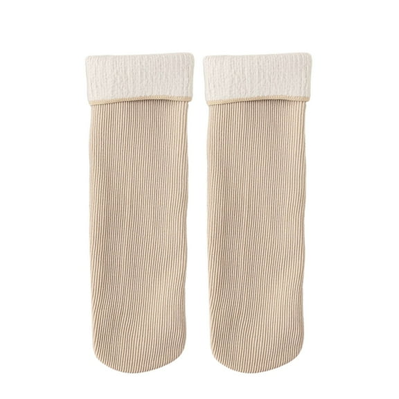 iHPH7 Fleece Socks Women Socks for Women Crew Fleece Lined Socks Womens Warm Socks Thermal Wool Socks Holiday Gift Warm Stockings for Women Winter Khaki One Size