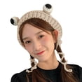 thumbnail image 1 of iHPH7 Frog Beanie Winter Hats for Women Y2k Hat Y2k Beanie Knit Hat Cute Beanies for Women Winter Caps for Women Beige M, 1 of 4