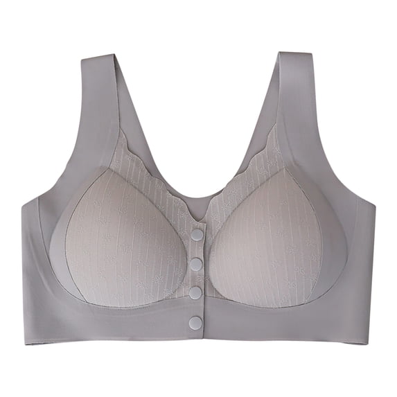 iHPH7 Front Closure Bra Front Clasp Bralette Front Open Bras for Women Mastectomy Bralettes Front Clasp Snap Front Bra Floral Print Wireless Bras Soft Gray 3XL