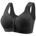 thumbnail image 1 of iHPH7 Front Closure Bras for Older Women Front Clasp Bralette Snap Closing Bra Breathable Bras for Women Daisy Bras for Older Women Bras for Seniors Snap Front Bra Soft Black XL, 1 of 3