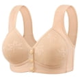 thumbnail image 1 of iHPH7 Front Closure Bras for Women Daisy Bras for Older Women Floral Print Everyday Sleep Bras Front Button Wireless Bras Post Surgery Bra No Underwire Full Coverage Beige 36, 1 of 8