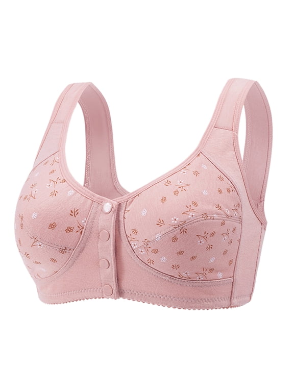 Front Closure Bras for Women Padded Bras for Women Daisy Bras for Older Women Snap Front Bra Front Open Bras for Women Full Coverage Comfort Convenient Soft Pink 80B