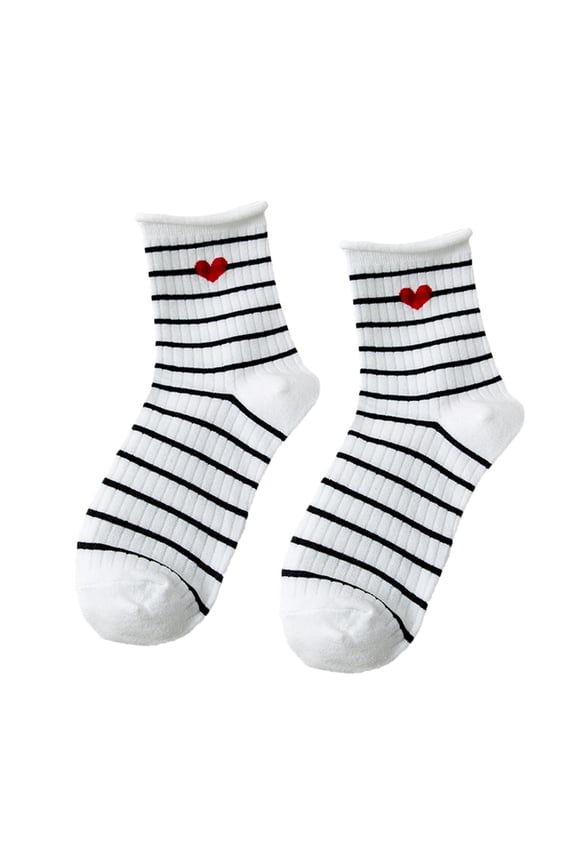 Funny Animal Face Crew Socks for Women, Cute Cat Striped Pattern Cotton Casual Socks, Novelty Holiday Gift Footwear for Girls D One Size