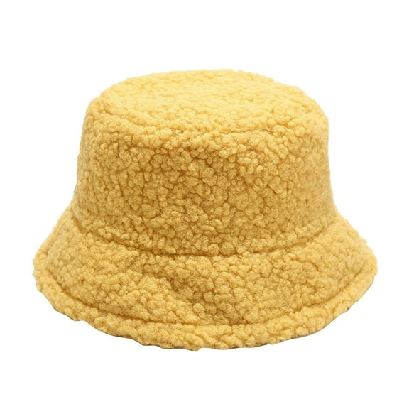 iHPH7 Furry Hat Fur Hat Sun Protection Bucket Hats for Women Packable Sun Hat Women's Hats, Yellow M