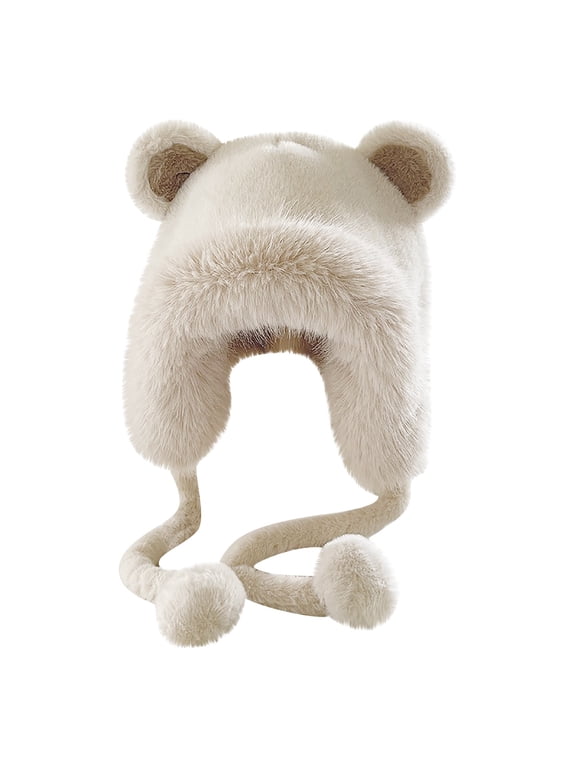 Fuzzy Beanie Fur Hat for Women Winter Caps for Women Winter Beanie Warm Beanie Winter Accessories for Women Winter Hats for Women White One Size