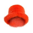 thumbnail image 1 of iHPH7 Fuzzy Bucket Hat Furry Bucket Hat Winter Caps for Women Winter Accessories for Women Fluffy Bucket Hat Fluffy Hat Snow Hats for Women Orange One Size, 1 of 7