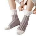 thumbnail image 1 of iHPH7 Fuzzy Socks Soft Socks Warm Fuzzy Socks Slippers Socks Comfortable Socks for Women Mid Crew Socks Womens Crew Socks Coffee One Size, 1 of 4