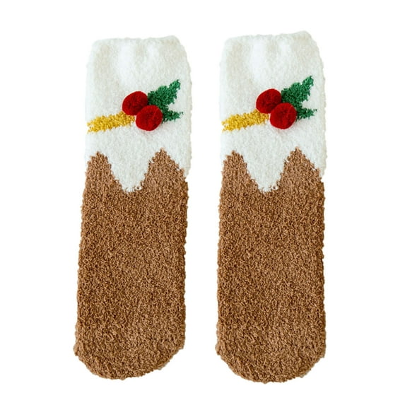 iHPH7 Fuzzy Socks for Women Christmas Socks Christmas Gifts Winter Socks for Women Warm Fuzzy Socks Sleep Socks Small Christmas Gifts Khaki One Size