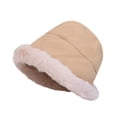 thumbnail image 1 of iHPH7 Fuzzy Winter Hat Bucket Sun Hats Sun Cap Wide Brim Bucket Hats for Women Adult Bucket Hat, Beige M, 1 of 6