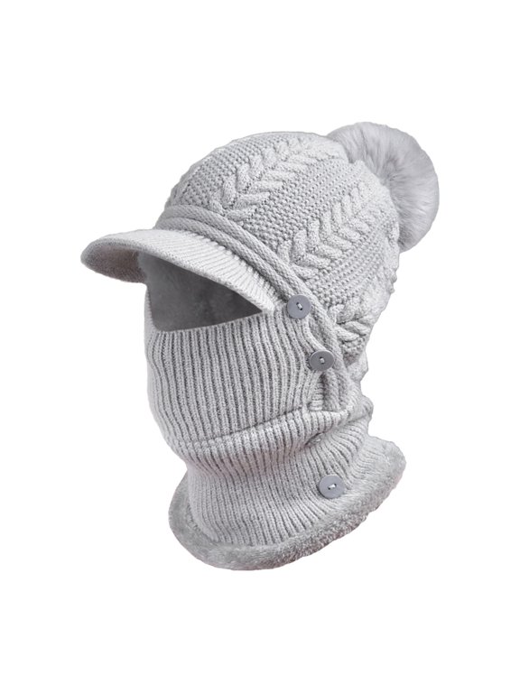 Gorros De Frio Para Mujeres Hat and Scarf Set for Women Winter Hats for Women One Piece Cold Scarf Hats Windproof Scarf Hats Hat Scarf Scarves for Women Gray One Size