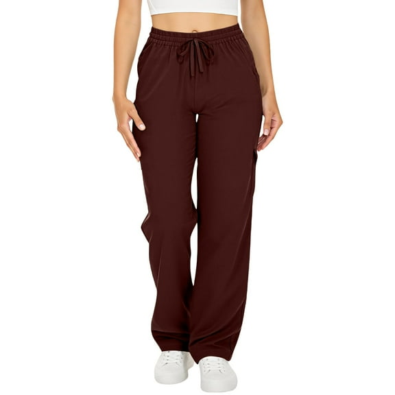 iHPH7 Gym Sweatpants Women Fall Outfits Drawstring Pants Women Athleisure Women Fall Clothes Athletic Pants for Women Fall Outfits for Women Wine S