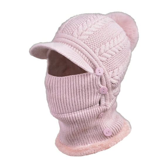 iHPH7 Hat Scarf Hooded Scarf for Women Winter Hats for Women Christmas Gifts Neck Warmer Hat with Scarf Attached Gorros De Frio Para Mujeres Pink One Size