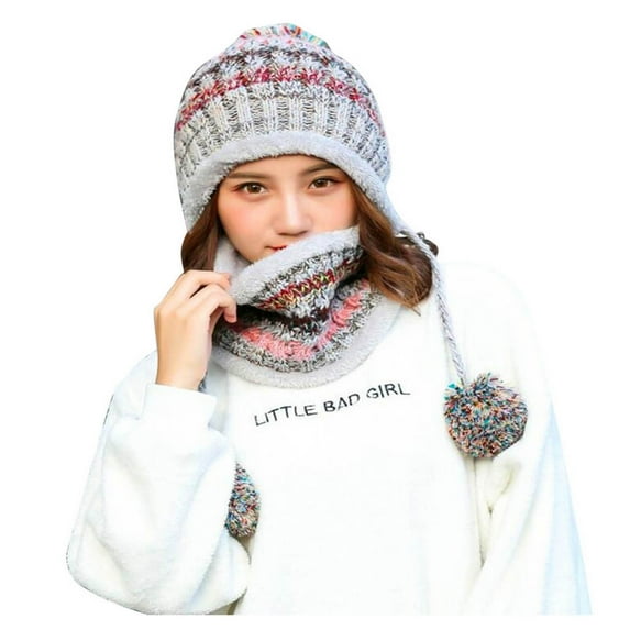 iHPH7 Hat and Scarf Set Hat Scarf Beanie and Scarf Set Skull Cap Knit Hat Winter Scarf for Women Winter Accessories for Women Gray One Size