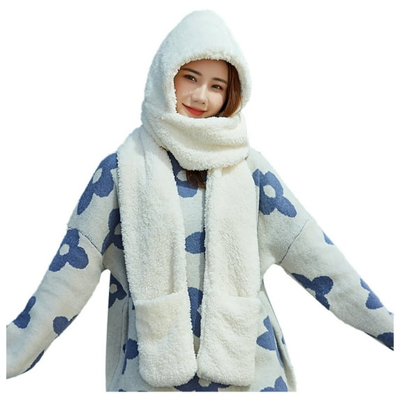 iHPH7 Hat and Scarf Set Hat Scarf Beanie and Scarf Set Skull Cap Knit Hat Winter Scarf for Women Winter Accessories for Women White One Size