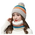 thumbnail image 1 of iHPH7 Hat and Scarf Set Hat Scarf Knit Beanie Fleece Neck Gaiter Winter Neck Warmer Snow Caps Warm Hat Beige One Size, 1 of 2