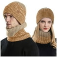 thumbnail image 1 of iHPH7 Hat and Scarf Set Knit Hat Warm Neck Gaiter Fleece Neck Gaiter Warm Hat Beanie and Scarf Set Neck Warmer Khaki One Size, 1 of 9