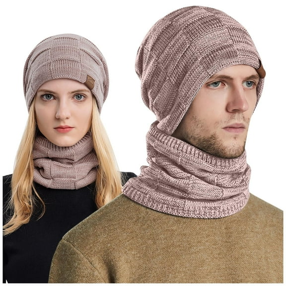 iHPH7 Hat and Scarf Set Warm Hat Skull Cap Beanie and Scarf Set Warm Neck Gaiter Warm Beanie Winter Neck Warmer Pink One Size