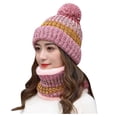 thumbnail image 1 of iHPH7 Hat and Scarf Set Warm Neck Gaiter Snow Caps Warm Hat Knit Hat Winter Neck Warmer Fleece Neck Gaiter Pink One Size, 1 of 2