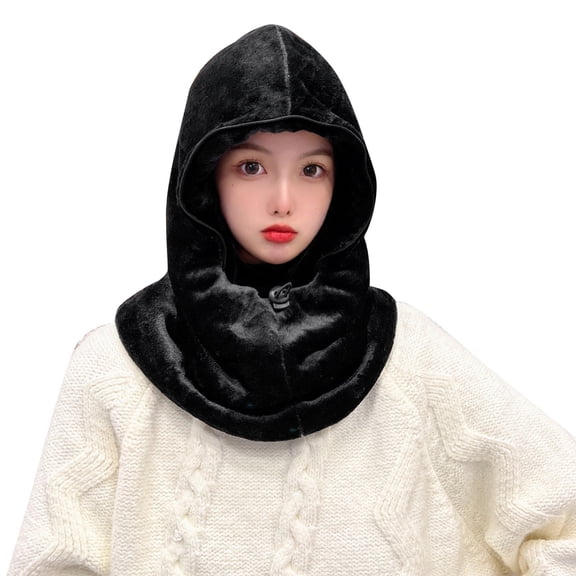 iHPH7 Hat with Scarf Attached Winter Hats for Women Winter Scarf Windproof Scarf Hats Hat Scarf Scarves for Women Christmas Gifts Black One Size