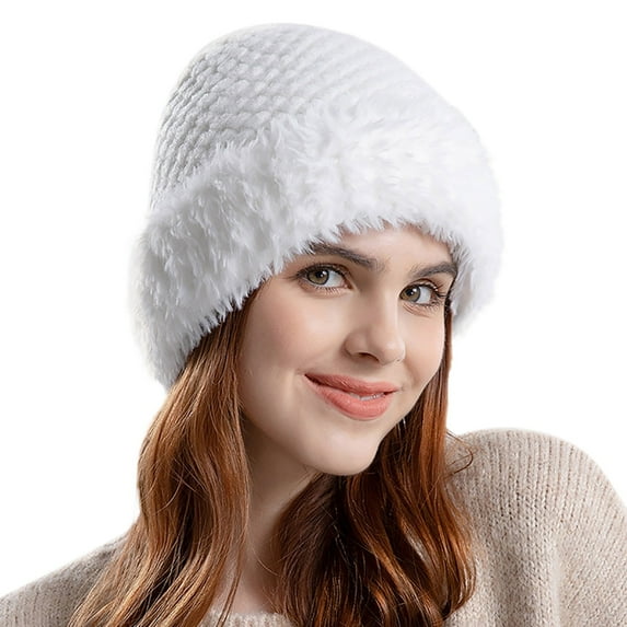 iHPH7 Hats for Women Skull Cap Beanie Y2k Beanie Skull Cap Women Beenies Hats Wool Hat Winter Beanie White One Size