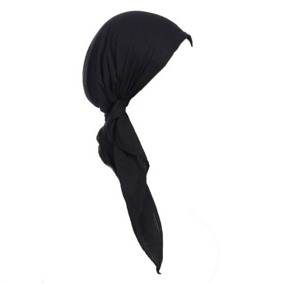 iHPH7 Headbands for Women Cancer Head Wraps for Women Muslim Head Scarf for Women Hair Turban Head Wraps for Cancer Patients Women, Black One Size