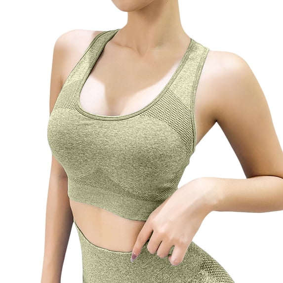 iHPH7 High Impact Sports Bras for Women High Support Padded Sports Bra Workout Bras for Women Racerback Bra for Yoga Yellow L