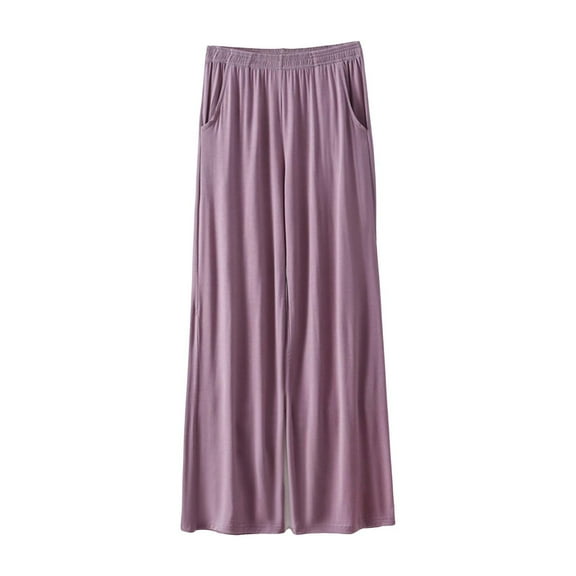 iHPH7 High Waisted Pants for Women, Flowy Pants for Women, Beach Pants for Women, Elastic Waist Pants for Women, Lightweight Summer Pants Women, Purple 4XL
