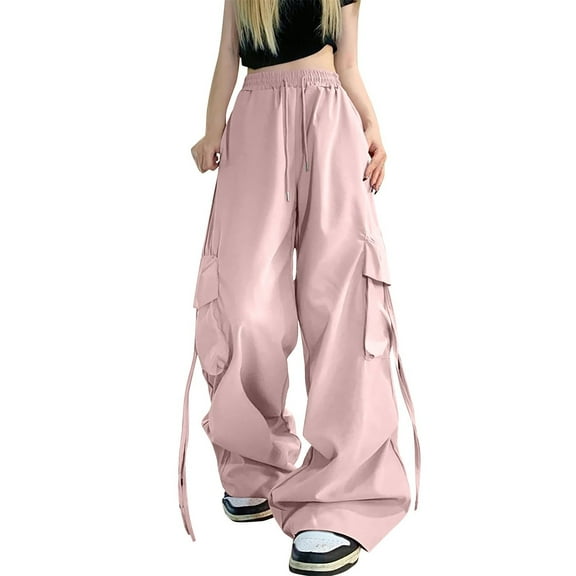 iHPH7 High Waisted Pants for Women, Summer Pants for Women, Elastic Waist Pants for Women, Lounge Pants Women, Flowy Pants for Women, Pink XL