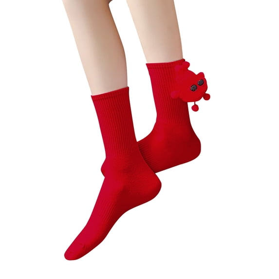 iHPH7 Holiday Gift Funny Socks for Women Ladies Socks Crew Socks Women Mid Socks Cute Socks for Women Womens Crew Socks Red One Size
