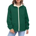 thumbnail image 1 of iHPH7 Hooded Rain Coats for Women Fall Clothes Fall Outfits for Women Womens Raincoats Waterproof with Hood Travel Jacket Fall Coats Womens Rain Jacket with Hood Dark Green 3XL, 1 of 9