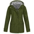 thumbnail image 1 of iHPH7 Hooded Rain Coats for Women Long Rain Jacket Women Womens Rain Jacket with Hood Travel Rain Coats for Women Packable Workout Jackets for Woman Zip Up Jacket Army Green L, 1 of 2