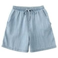 thumbnail image 1 of iHPH7 Jean Shorts Womens, Drawstring Denim Shorts for Women, Pull On Denim Shorts for Women, Wide Leg Shorts for Women, Womens Shorts Casual, Light Blue 4XL, 1 of 6