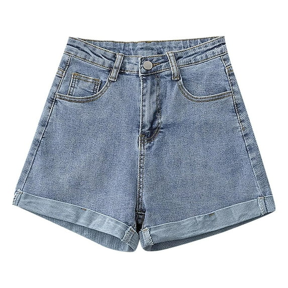 iHPH7 Jean Shorts Womens, High Waisted Denim Shorts Women, Wide Leg Shorts for Women, High Rise Jean Shorts for Women, Denim Shorts Women Plus Size, Light Blue XXL