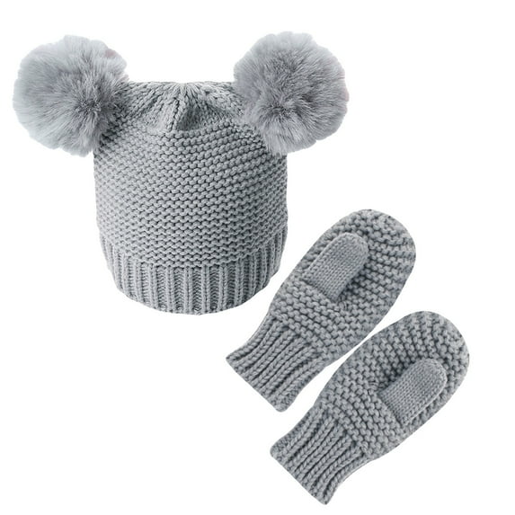 iHPH7 Kids Hat and Gloves Set Hat and Gloves for Girls Winter Hats for Kids Winter Accessories Warm Beanie Winter Gloves Winter Beanie Gray One Size