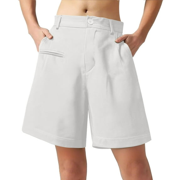 iHPH7 Knee Length Shorts Women, Wide Leg Shorts for Women, Lightweight Shorts for Women, Womens Shorts Casual, Loose Shorts Women, White XXL