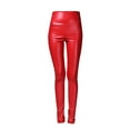 thumbnail image 1 of iHPH7 Leather Leggings for Women Faux Leather Leggings High Waist Tummy Control Leggings Leather Stretch Pants for Women Leggings for Women Tummy Control Faux Leather Leggings Red 1 S, 1 of 5