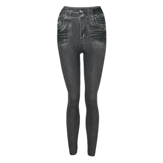 iHPH7 Leggings for Women Tummy Control, High Waisted Leggings for Women, Butt Lifting Leggings for Women, Jeggings for Women, Faux Denim Skinny Pants, Gray XXL