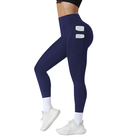 iHPH7 Leggins Tummy Control 3d Butt Lifting Anti Cellulite Leggings No Front Seam Celsior Compression Leggings Yoga Leggings for Women Yoga Pants with Pockets for Women Navy XL