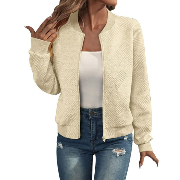 iHPH7 Light Jackets for Women Streetwear Women Textured Jacket Women Fall Womens Clothes Baseball Jacket Womens Varsity Bomber Jacket Women's Jackets Beige XXL