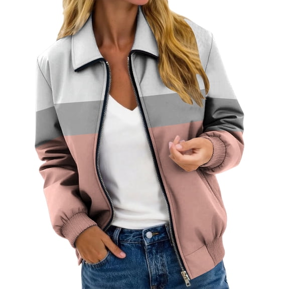 iHPH7 Light Jackets for Women Workout Jackets for Woman Collared Jacket Women Fall Outfits for Women Zip Up Jackets for Women's Fashion Fall Jacket Pink M