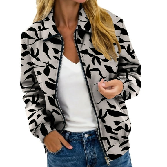 iHPH7 Lightweight Jacket Women Womens Jackets Casual Collared Jacket Women's Fashion Zip Up Jackets for Women Full Zip Jacket Women Workout Jackets for Woman White L