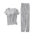 thumbnail image 1 of iHPH7 Lightweight Summer Pajamas with Built in Bra Short Sleeve Pajama Set for Women Matching Pajama Set for Women Sleepwear with Built in Bra, Gray XL, 1 of 9