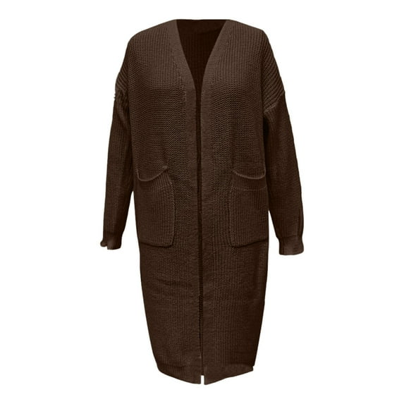 iHPH7 Long Cardigan Sweaters for Women Fall Sweaters for Women Long Cardigans for Women Fall Coats Travel Cardigan Knit Cardigans for Women Sweater Jacket for Women Coffee 3XL