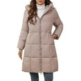 thumbnail image 1 of iHPH7 Long Puffer Coat Women Hooded Jacket Women's Hooded Winter Coats Warm Clothes for Women Womens Winter Clothes Long Winter Coats for Women Womens Puffer Jacket with Hood Khaki L, 1 of 8