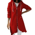 thumbnail image 1 of iHPH7 Long Zip Up Hoodie Women Long Jackets for Women Plain Hoodies for Women Zipper Hoodie Long Sweatshirts for Women Long Hoodies for Women Zip Up Long Cardigans for Women Red 4XL, 1 of 7